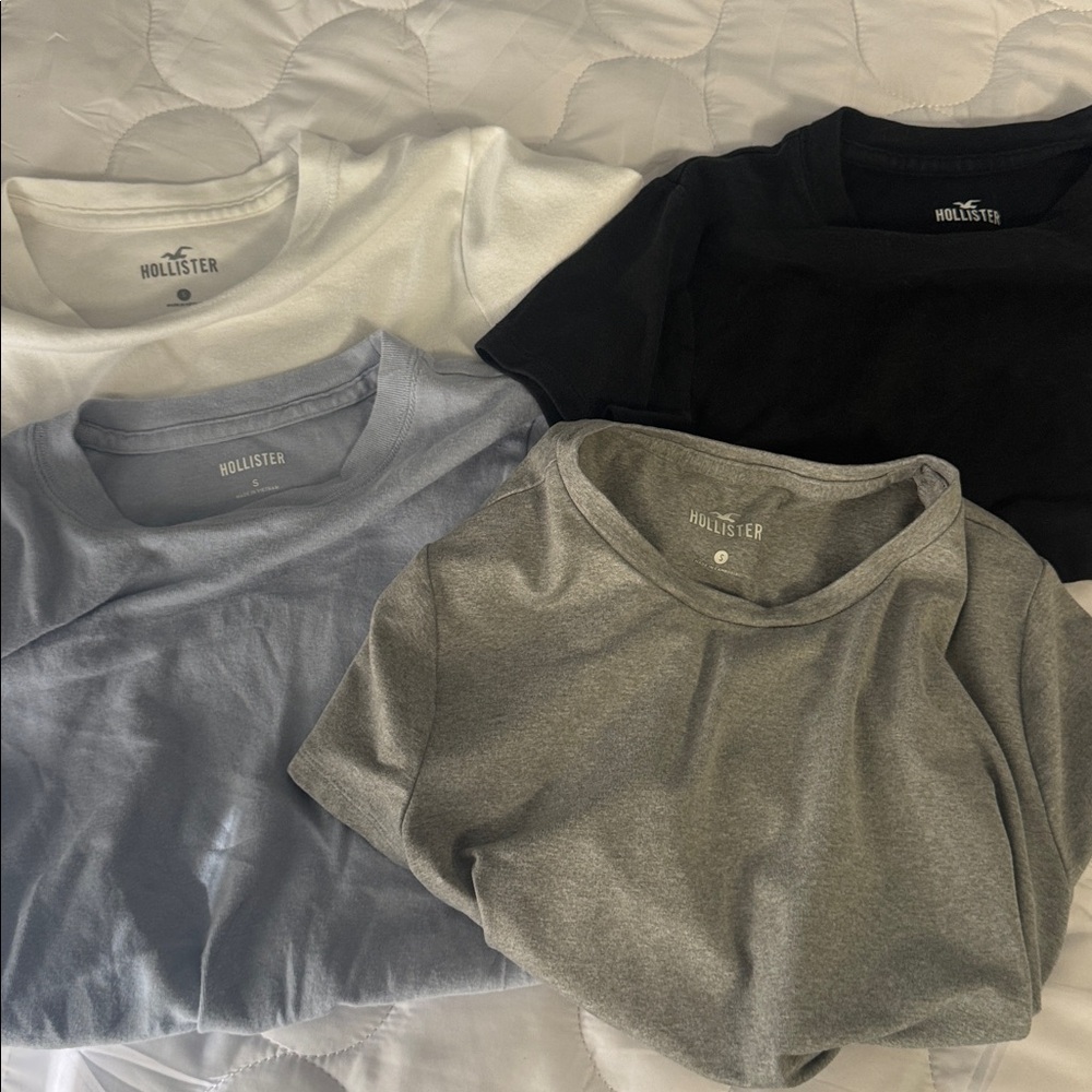 Hollister baby tees small, 4 size bundle , gray, black , white, and baby blue